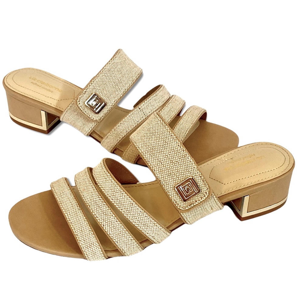 Canvas Sandals Liz Claiborne Shoes Block Heel  Size 8 Chunky Heels
